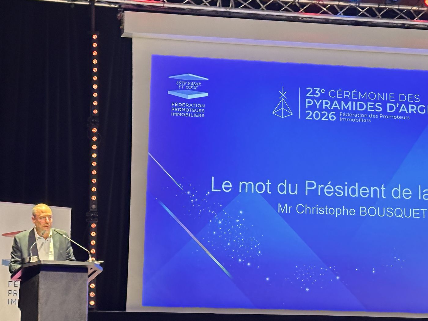 Christophe Bousquet, président de la FPI Côte d'Azur et Corse, aux Pyramides d'Argent 2026