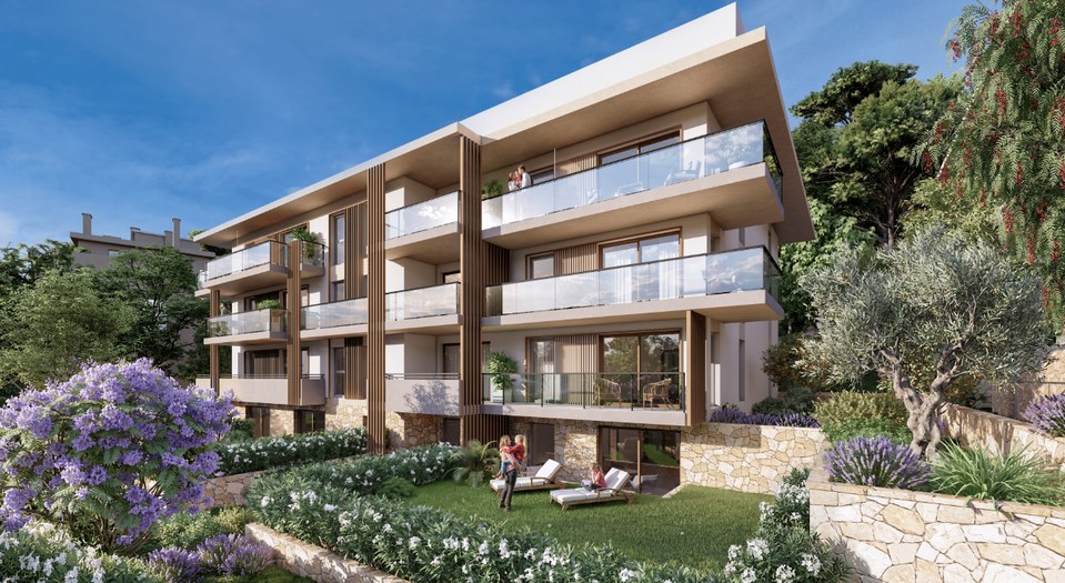 Programme neuf à Nice Val de Cimiez — façade contemporaine et jardin arboré