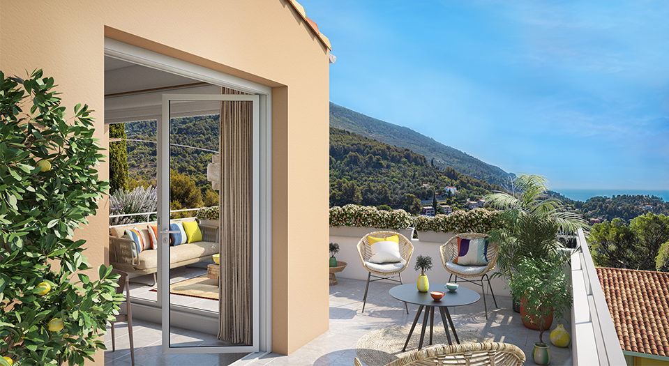 Programme neuf MENTON Colline - perspective terrasse